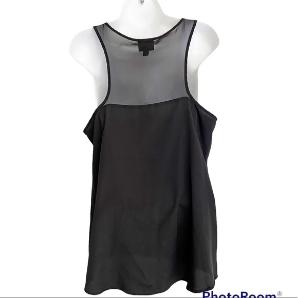 🔵 Medium Mossimo Black Tank Top with Sheer Accent on Back - Picture 2 of 6